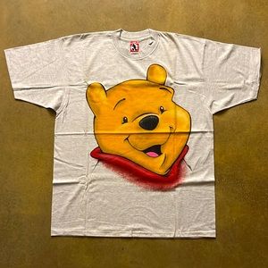 Vintage 90s Winnie The Pooh Tee‎ Shirt Disney Mickey Big Face All Over Print